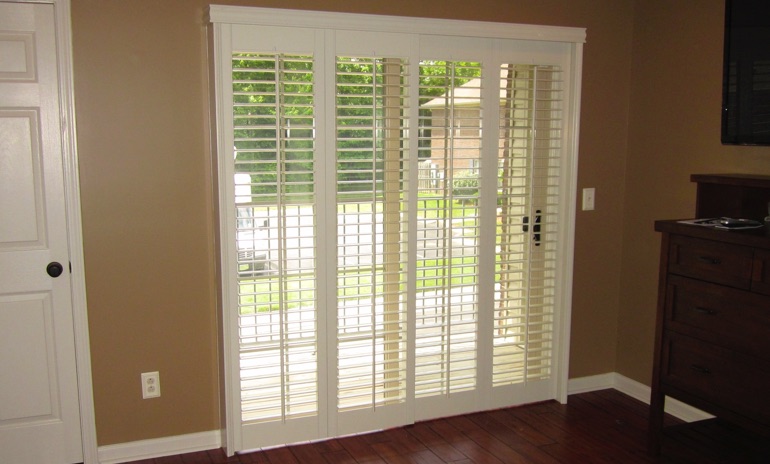 Southern California sliding door bifold shutters in living room